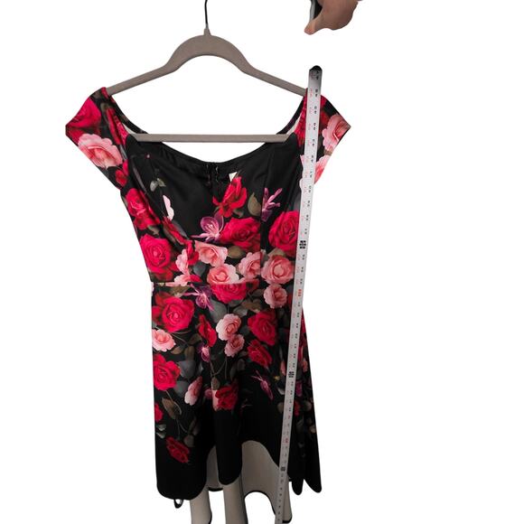 High Low Floral Dress Women's Size 2 Pink Red Black Roses Coquette WhimsyGoth - Picture 7 of 12